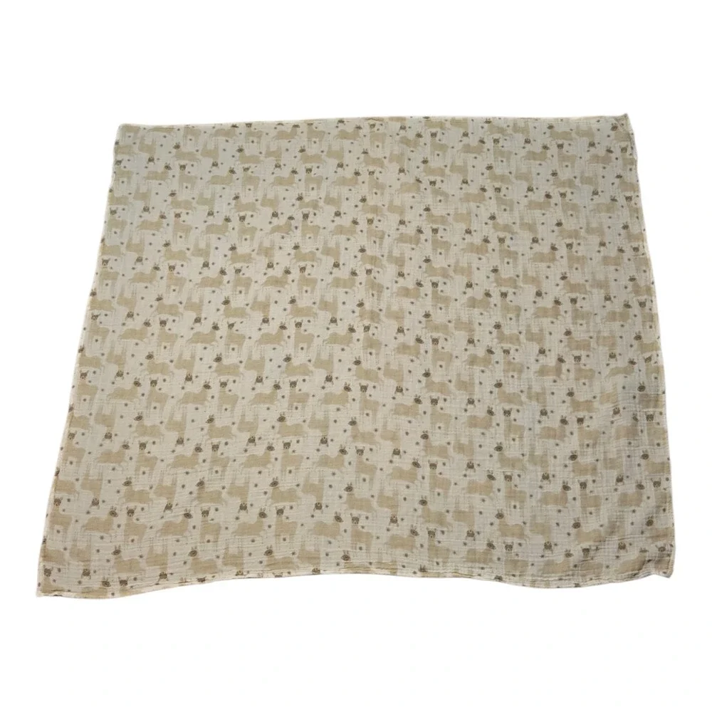 Lulujo Baby Cotton Muslin Swaddle Llama Swaddle Blanket, 47x47-Inch